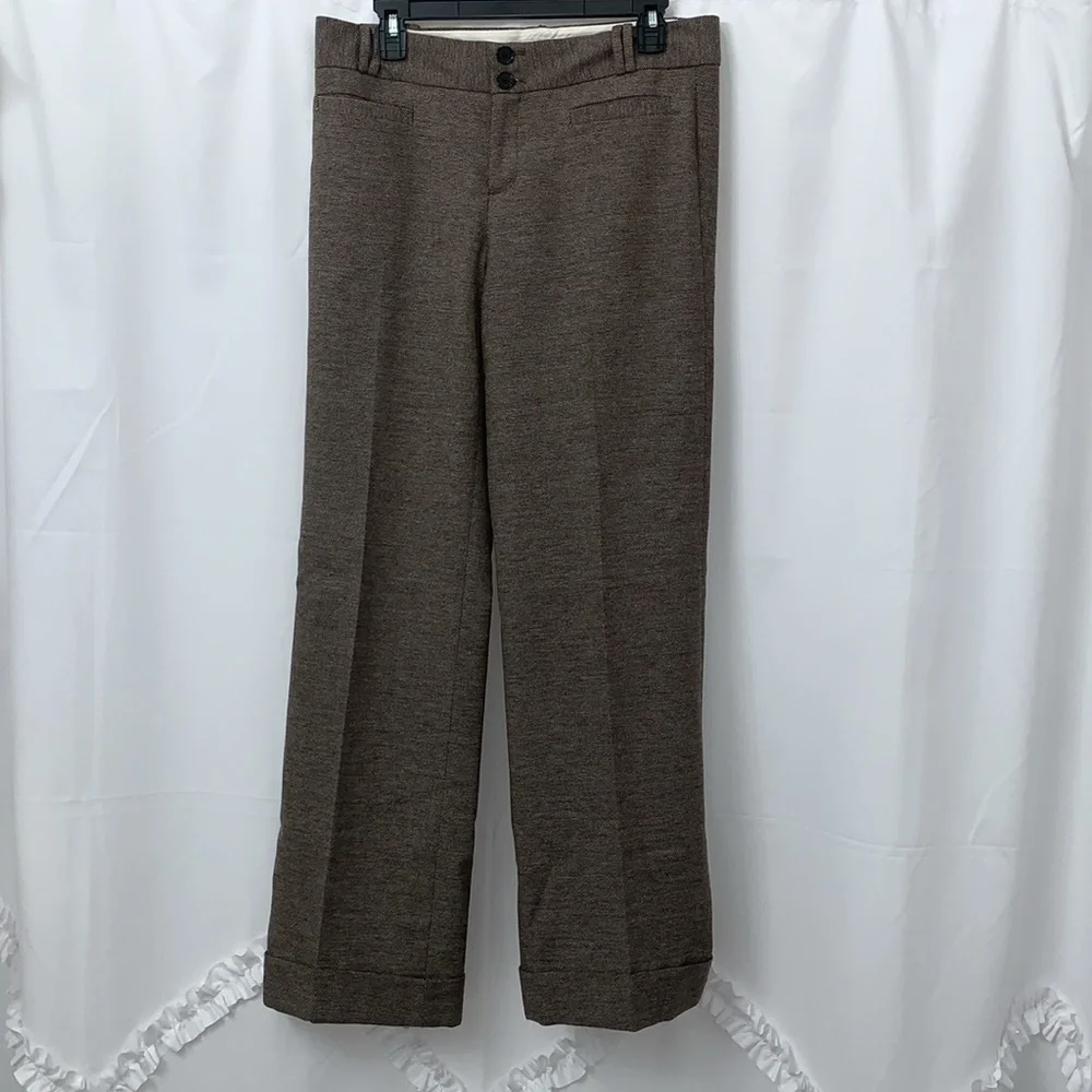 Women’s‎ Banana Republic Tweed Wide Leg Brown Trousers Size 8S EUC